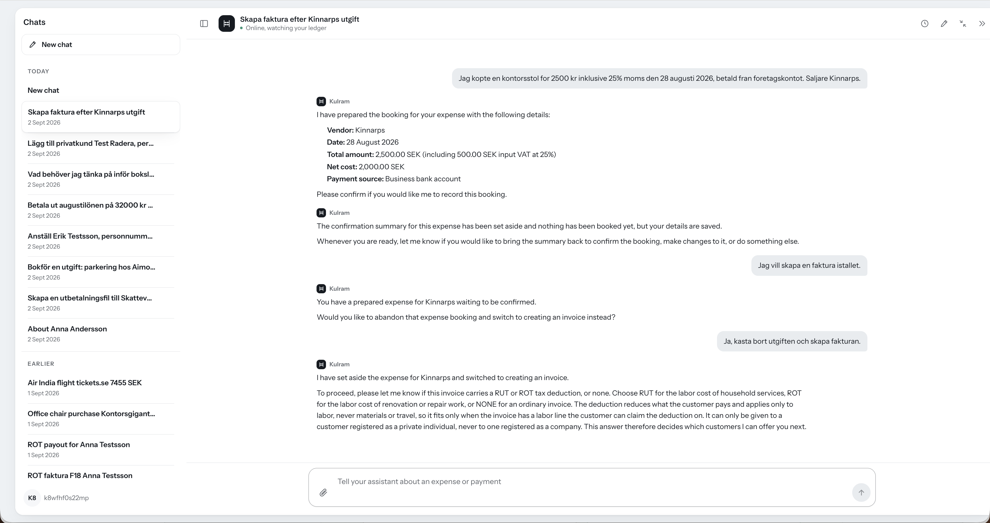 Kulram web chat in Swedish